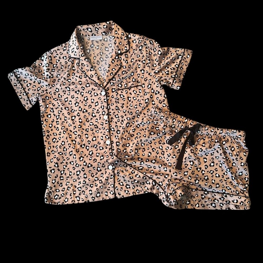 Serenedelicacy Leopard Print Pajama Loungewear Set XS